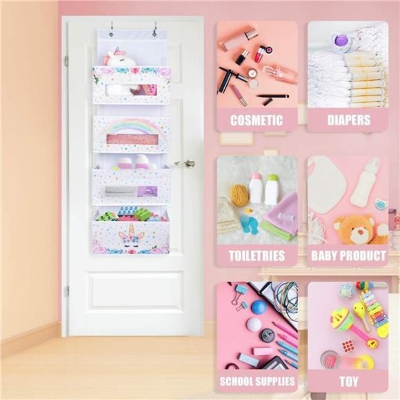 UnicornOver Door Hanging Organizer-Behind Door Hanging Storage with 4ClearWindow - Picture 2 of 6